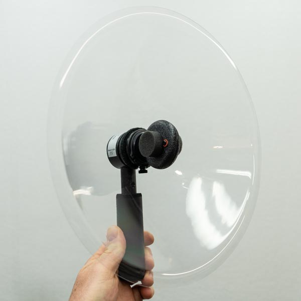 mini stereo pip microphone inside a pro mini parabolic kit